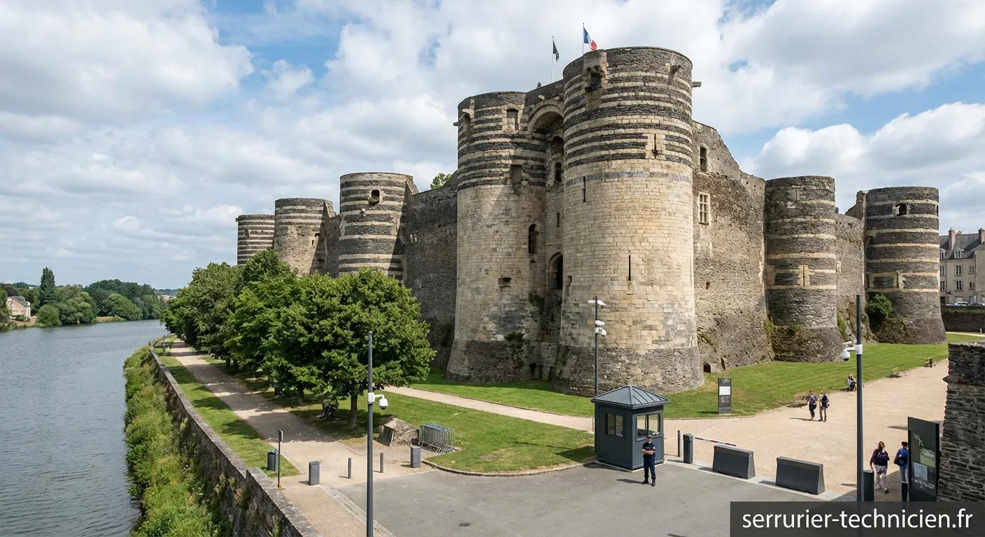 Système de sécurité et serrure renforcée sur une porte de château à Angers