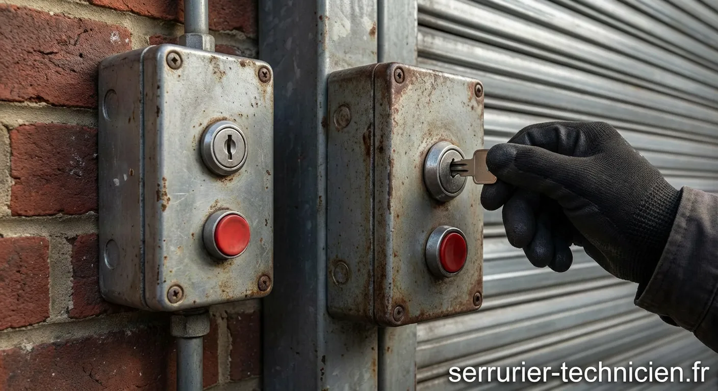 Boîtier de commande à clé pour rideau métallique sécurisé