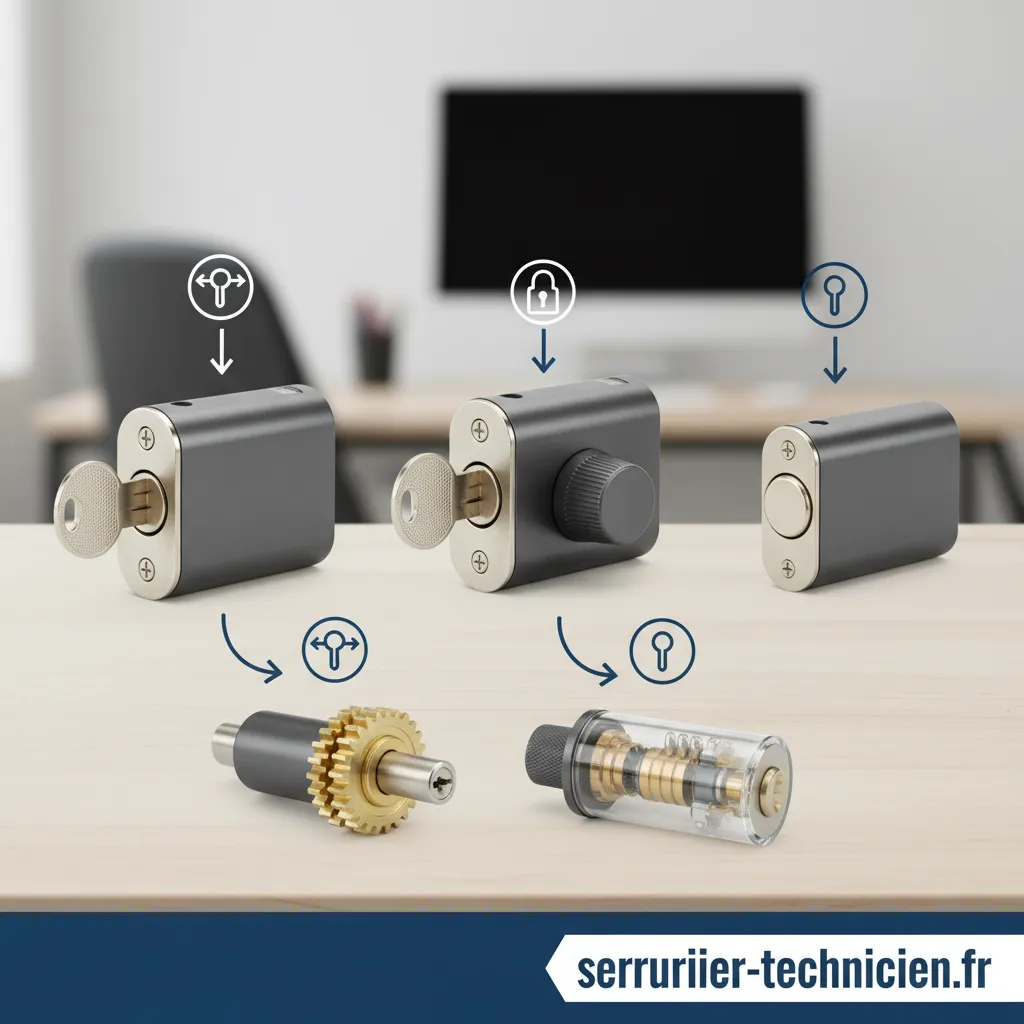 Plusieurs types de cylindres européens de sécurité alignés