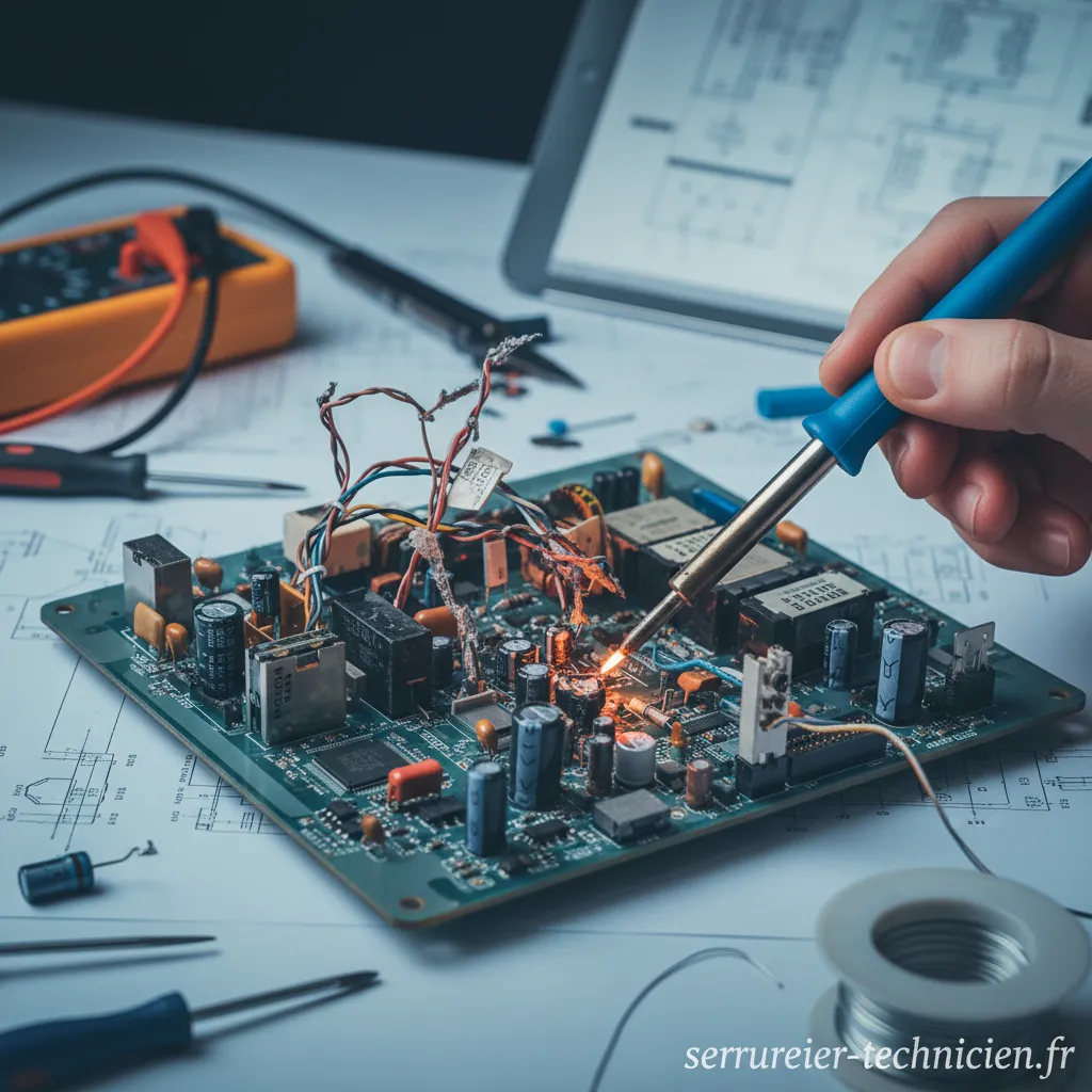 Circuit imprimé avec des composants électroniques défaillants