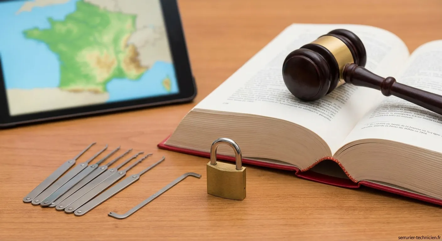 Outils de crochetage de serrure sur table de travail