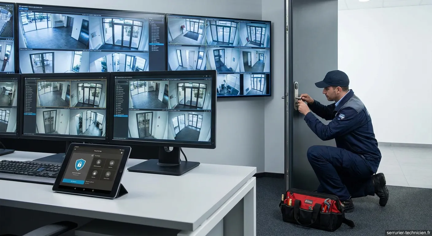 Technicien configurant un système de télésurveillance